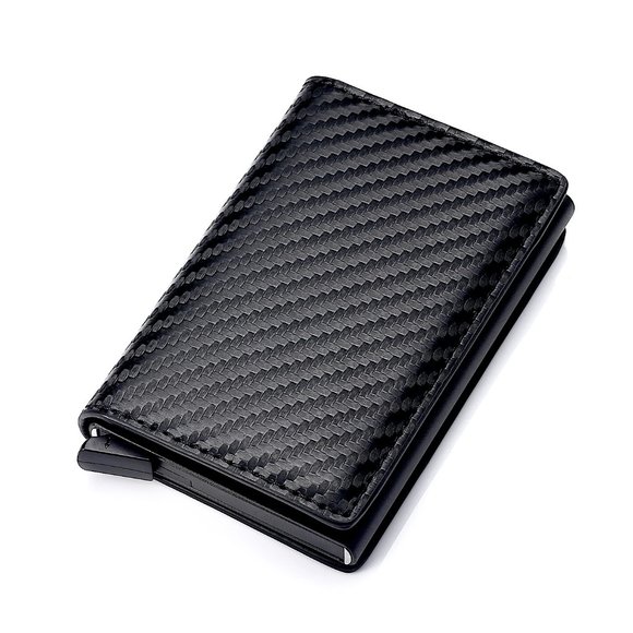 Mens RFID Blocking Leather Credit Card ID Holder Pop Up Slim Card Wallet - Picture 2 of 13